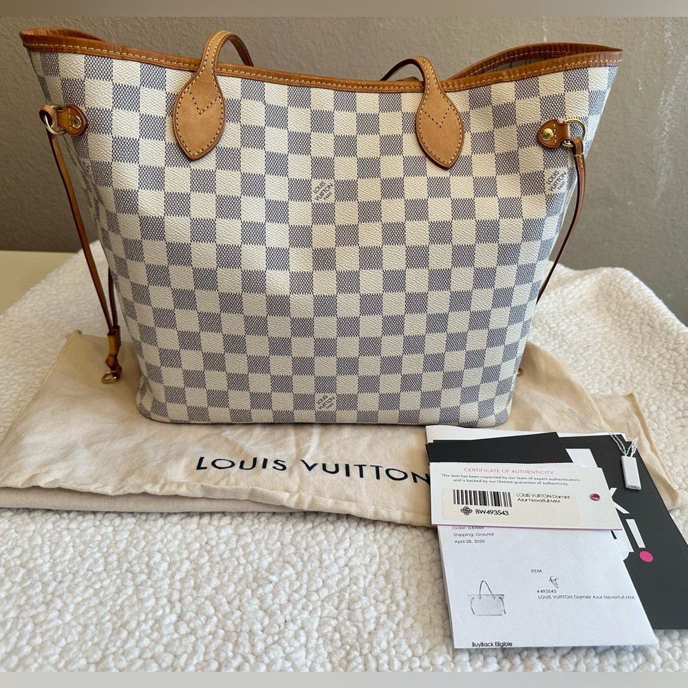 Authentic Louis Vuitton Damier Azur Neverfull MM